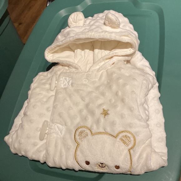 Little Bear Baby One Piece Snuggler Snow Suit Bunting Bag! Soft velour! Size3-6m - Picture 7 of 10